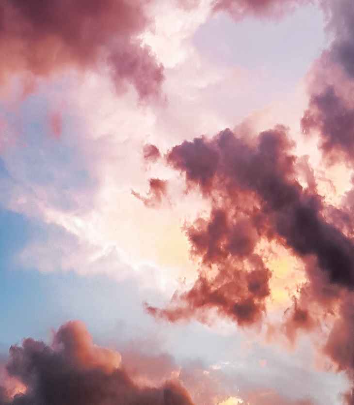down angle photography of red clouds and blue sky