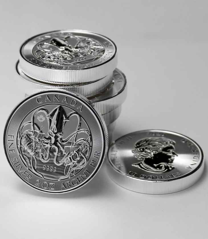 silver and gold round coins